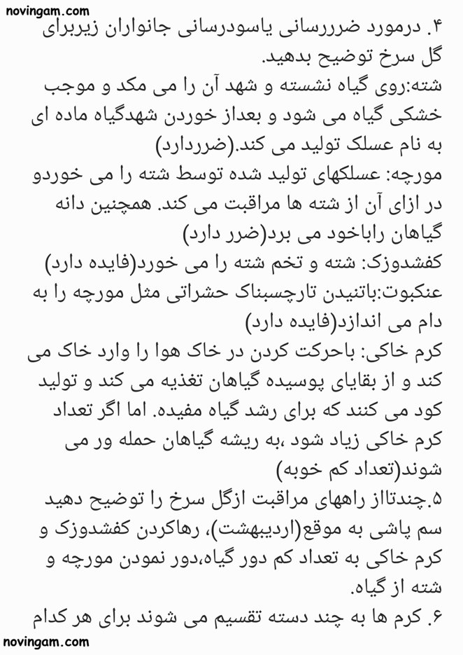 نمونه سوال درس ۱۱ علوم چهارم با جواب