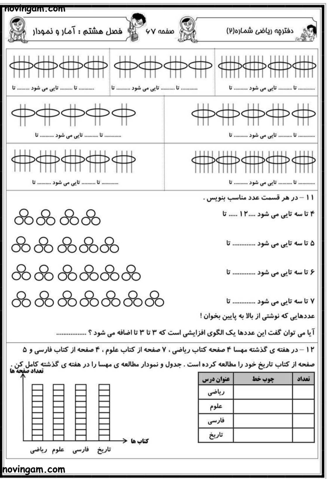 نمونه سوال فصل ۸ ریاضی دوم دبستان