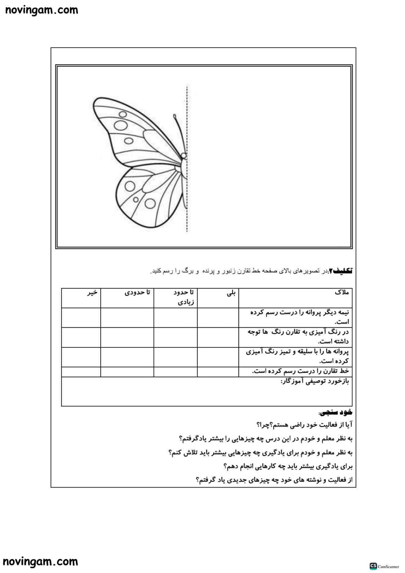 نمونه سوال تقارن و چند ضلعی ها ریاضی پنجم ابتدایی