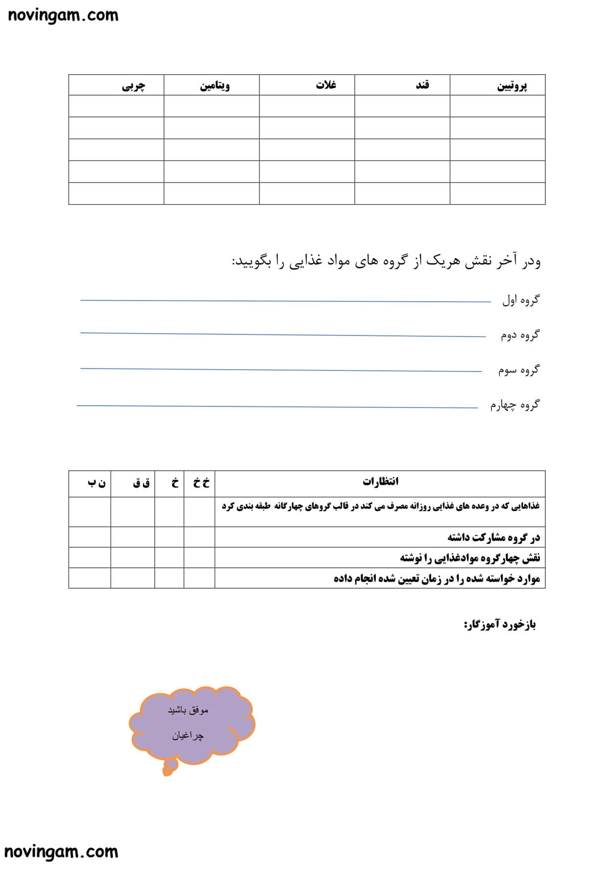 نمونه سوال درس ۲ علوم پایه سوم ابتدایی