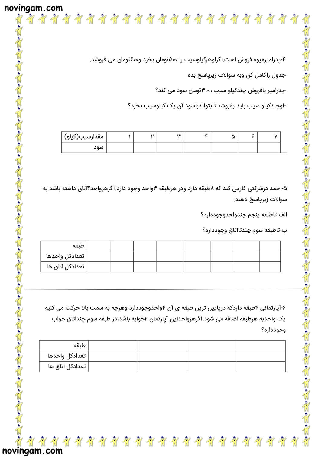 نمونه سوال الگویابی ریاضی سوم